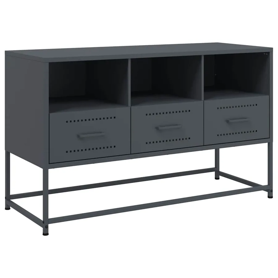 Meuble TV anthracite 100,5x39x60,5 cm acier - 2