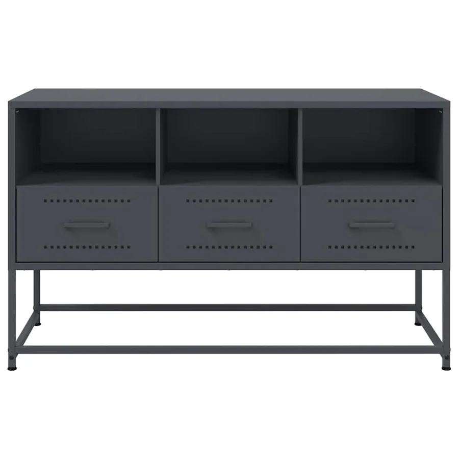 Meuble TV anthracite 100,5x39x60,5 cm acier - 6