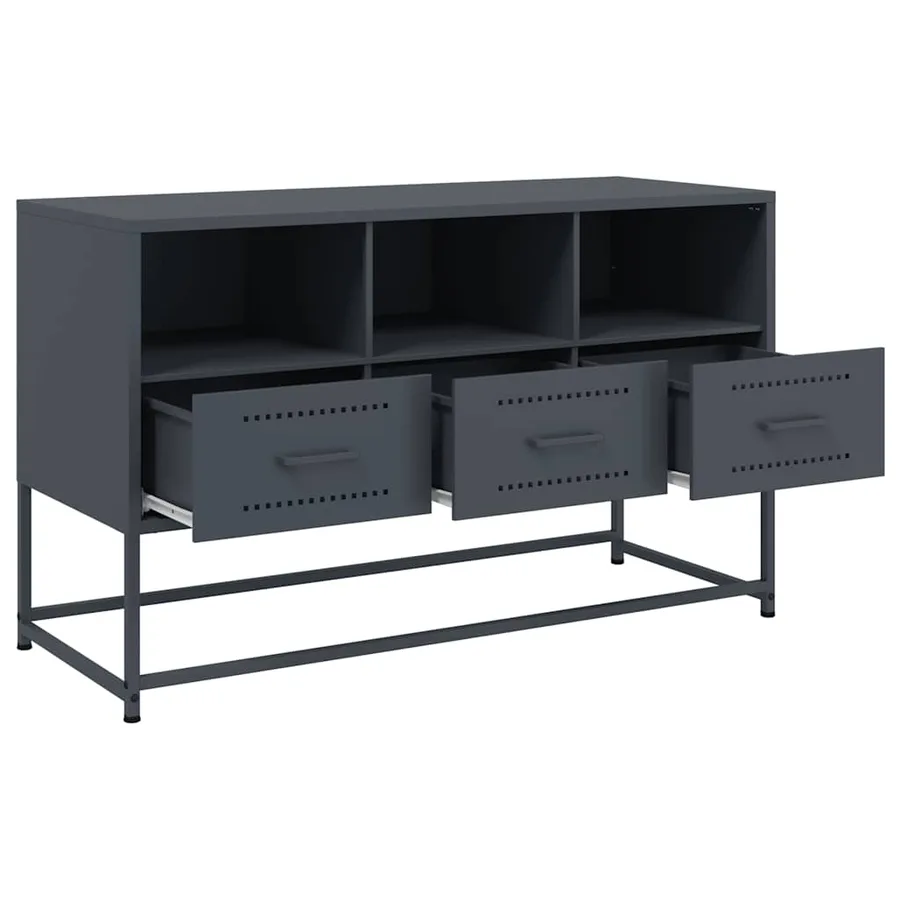 Meuble TV anthracite 100,5x39x60,5 cm acier - 9