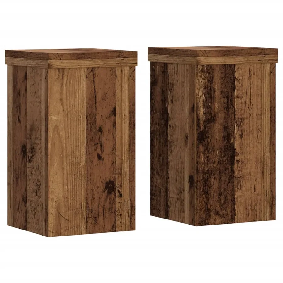 Supports pour plantes 2 pcs vieux bois bois d'ingénierie - 2