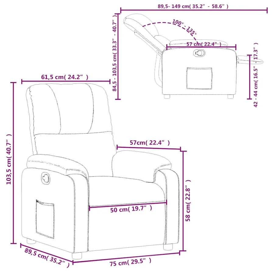Fauteuil inclinable gris foncé tissu microfibre - 11