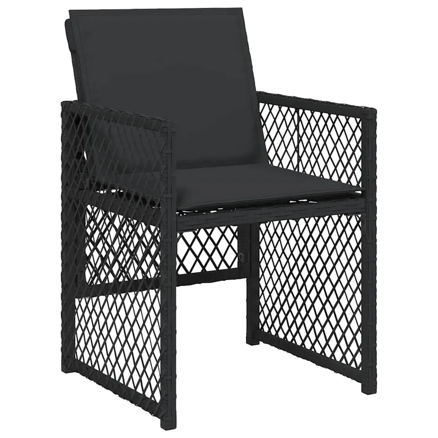 Ensemble à manger de jardin 9pcs coussins noir résine tressée - 4
