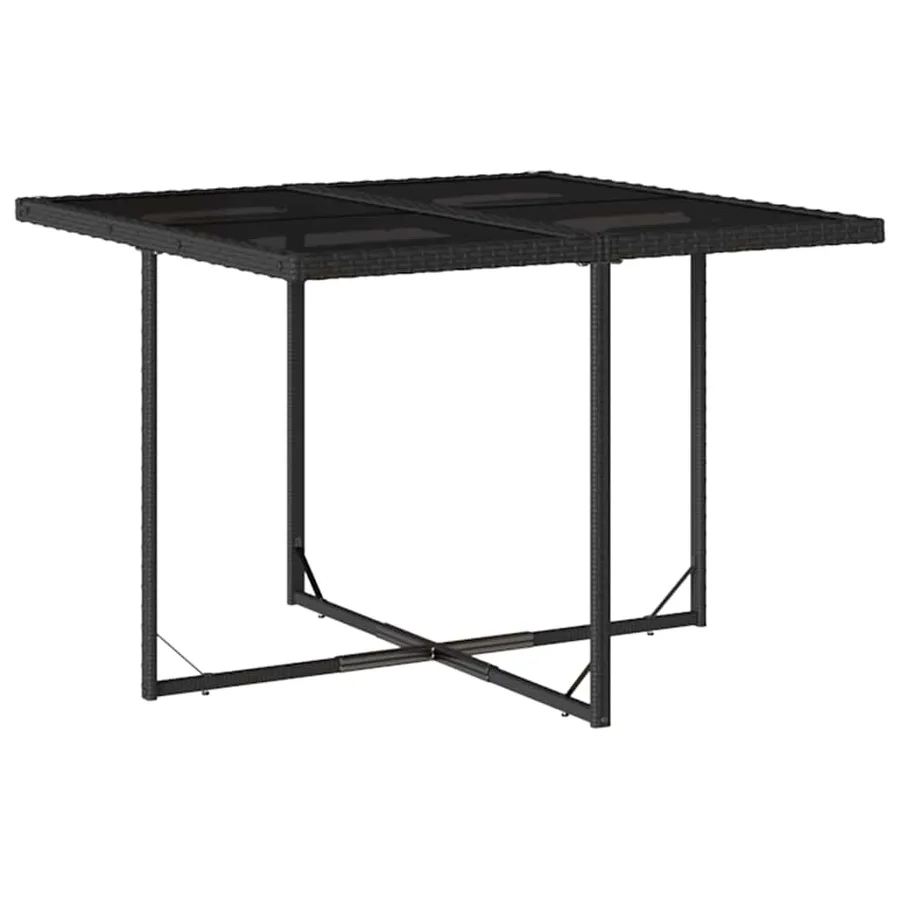 Ensemble à manger de jardin 9pcs coussins noir résine tressée - 4