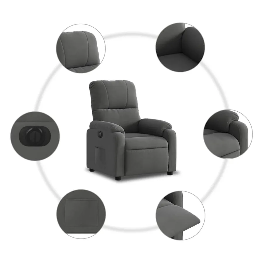 Fauteuil inclinable électrique gris foncé tissu microfibre - 11
