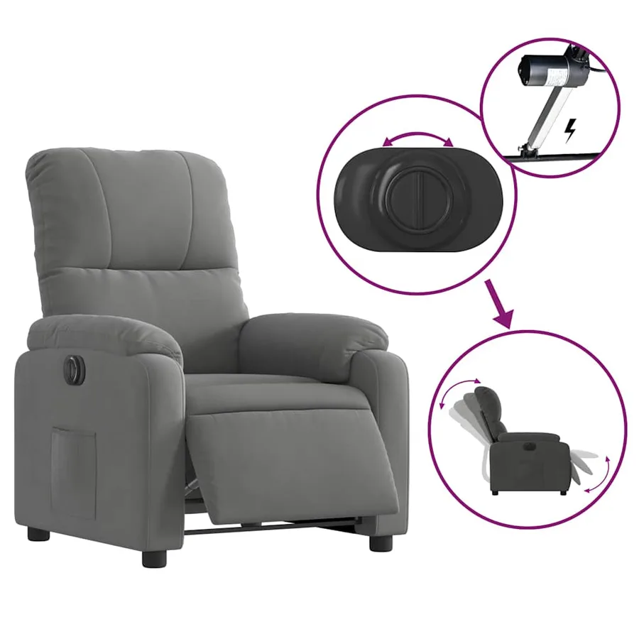 Fauteuil inclinable électrique gris foncé tissu microfibre - 6