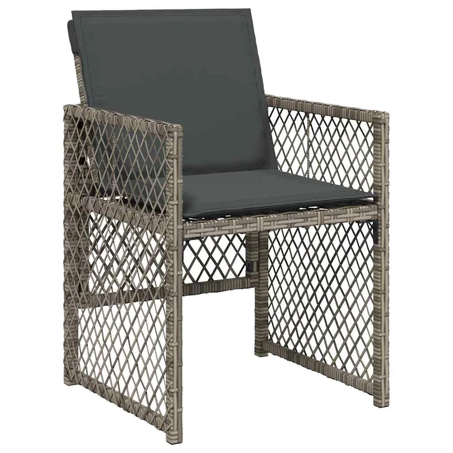 Ensemble à manger de jardin coussins 13 pcs gris résine tressée - 4