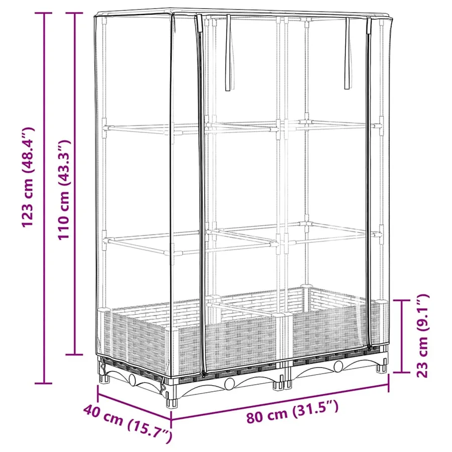 Jardinière surélevée avec housse aspect rotin 80x40x123 cm - 9