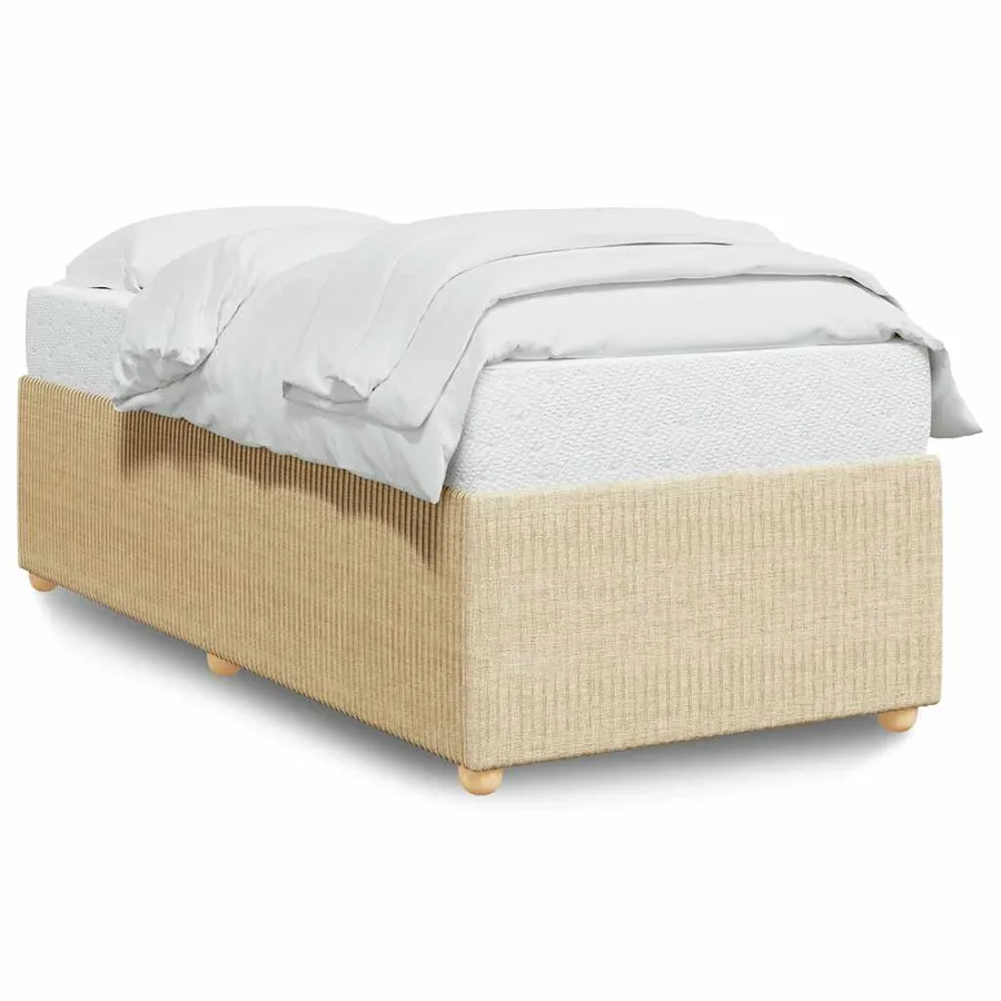 Cadre de lit sans matelas crème 90x190 cm tissu - 2