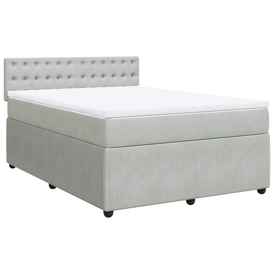 Sommier à lattes de lit et matelas Gris clair 140x200cm Velours - 2