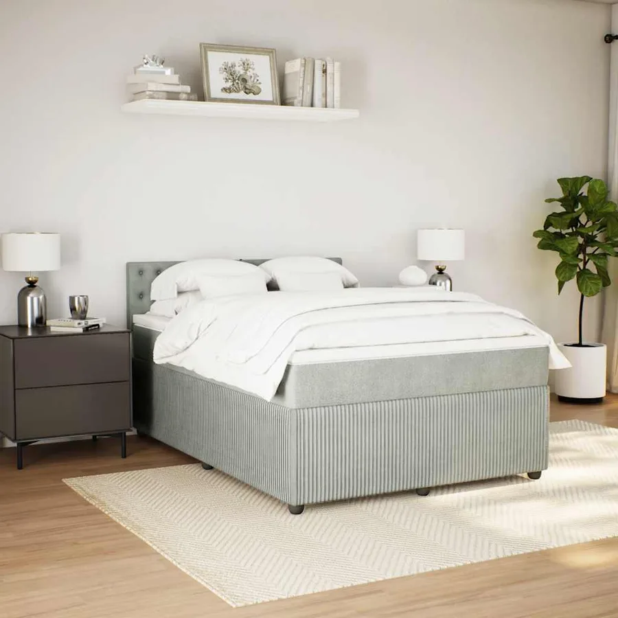 Sommier à lattes de lit et matelas Gris clair 140x200cm Velours - 3