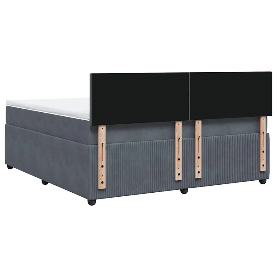 Sommier à lattes de lit et matelas Gris foncé 180x200cm Velours - 10