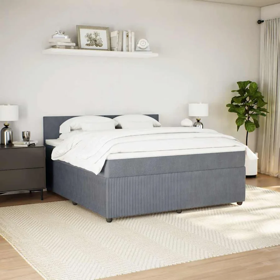 Sommier à lattes de lit et matelas Gris foncé 180x200cm Velours - 3