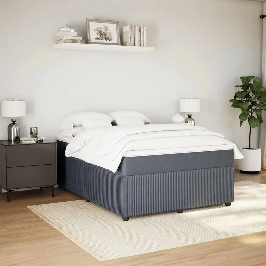 Sommier à lattes de lit et matelas Gris foncé 140x200cm Velours - 3