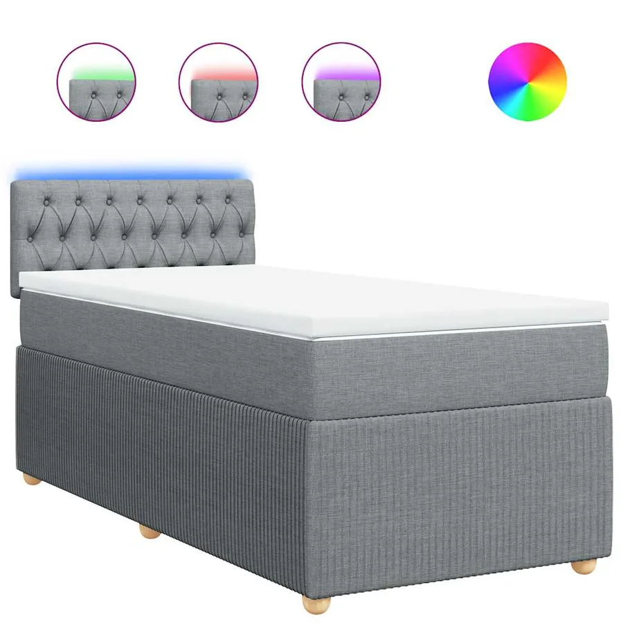 Sommier à lattes de lit et matelas Gris clair 90x190 cm Tissu - 2