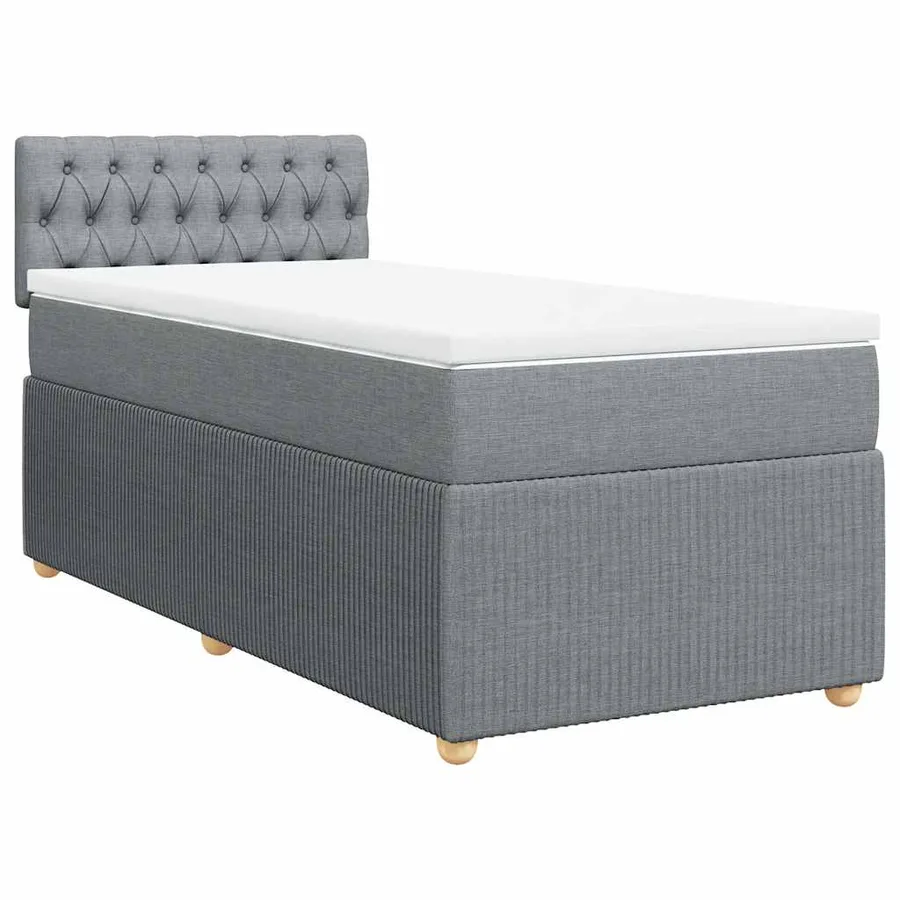 Sommier à lattes de lit et matelas Gris clair 90x190 cm Tissu - 3