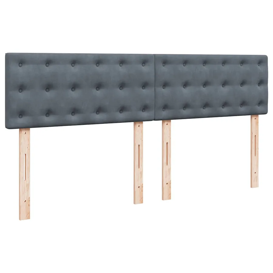 Sommier à lattes de lit et matelas Gris foncé 200x200cm Velours - 5