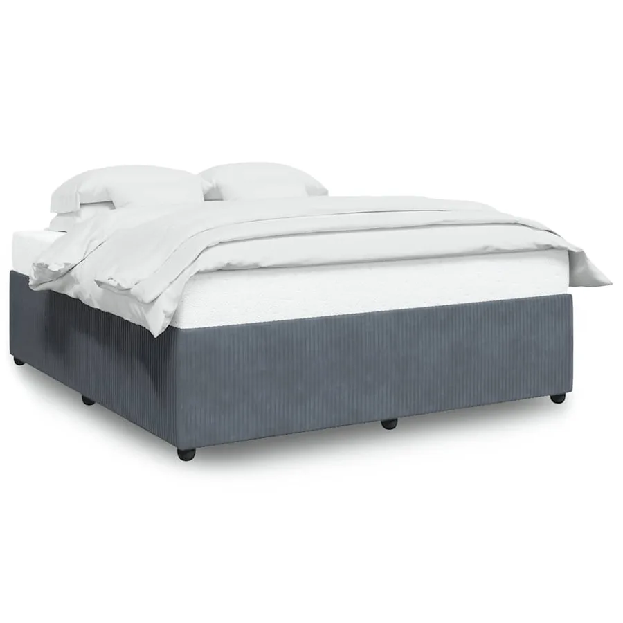 Cadre de lit sans matelas gris foncé 180x200 cm velours - 2
