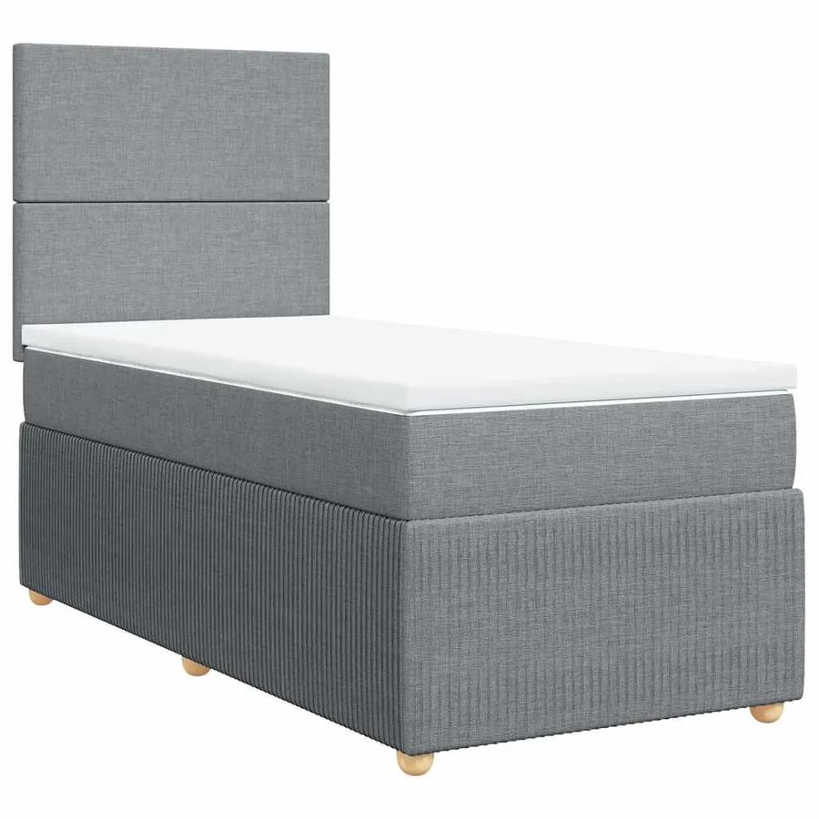 Sommier à lattes de lit et matelas Gris clair 90x190 cm Tissu - 2