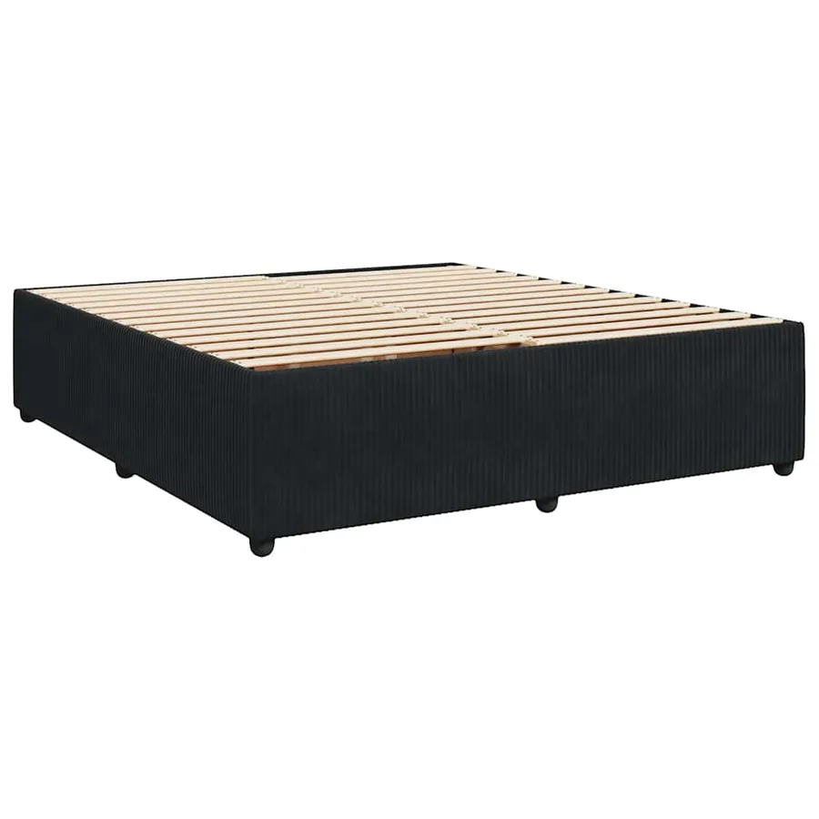 Sommier à lattes de lit et matelas Noir 200x200 cm Velours - 5