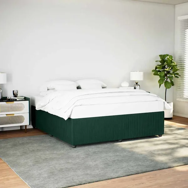 Cadre de lit sans matelas vert foncé 180x200 cm velours