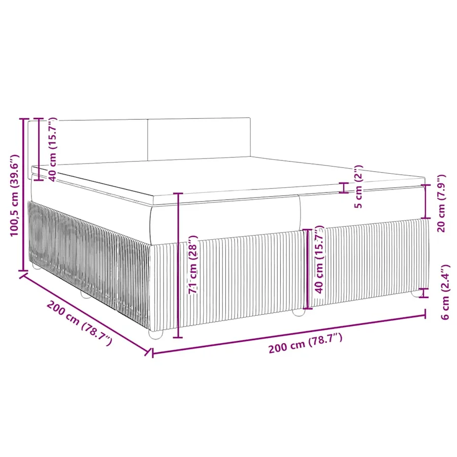 Sommier à lattes de lit avec matelas Rose 200x200 cm Velours - 13