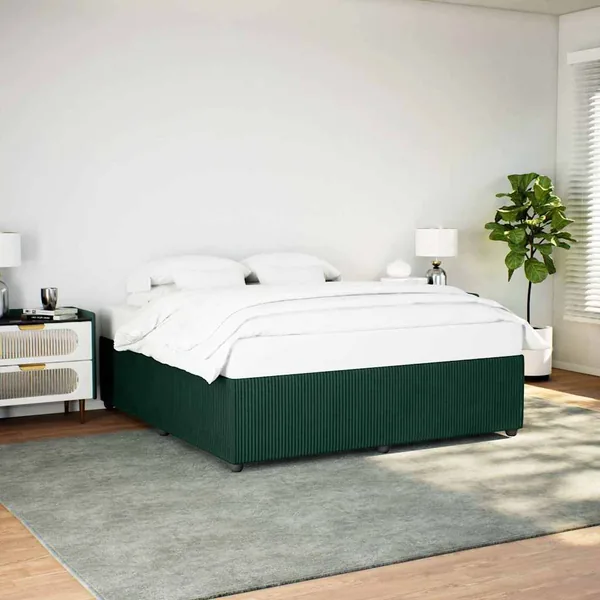 Cadre de lit sans matelas vert foncé 200x200 cm velours