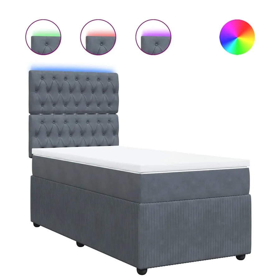 Sommier à lattes de lit et matelas Gris foncé 90x200 cm Velours - 2