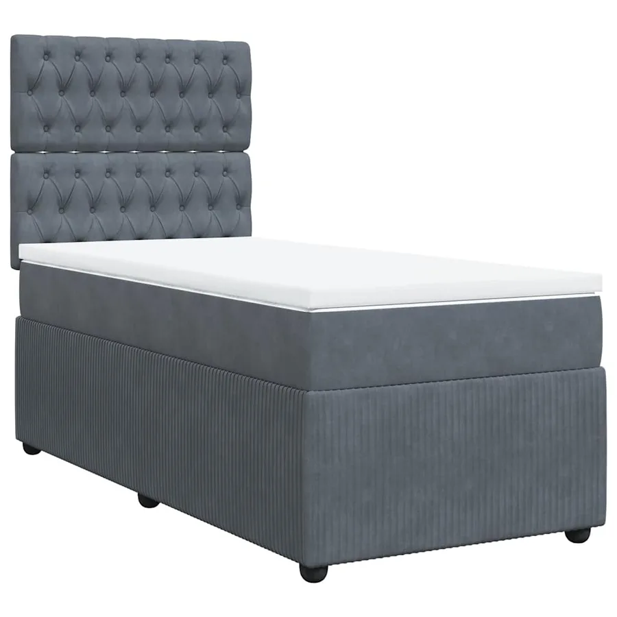 Sommier à lattes de lit et matelas Gris foncé 90x200 cm Velours - 3