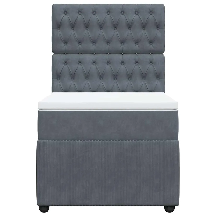 Sommier à lattes de lit et matelas Gris foncé 90x200 cm Velours - 6