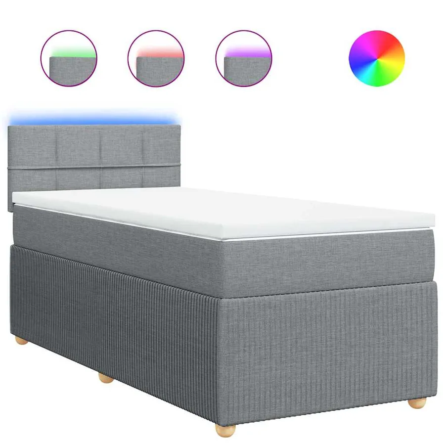 Sommier à lattes de lit et matelas Gris clair 90x190 cm Tissu - 2
