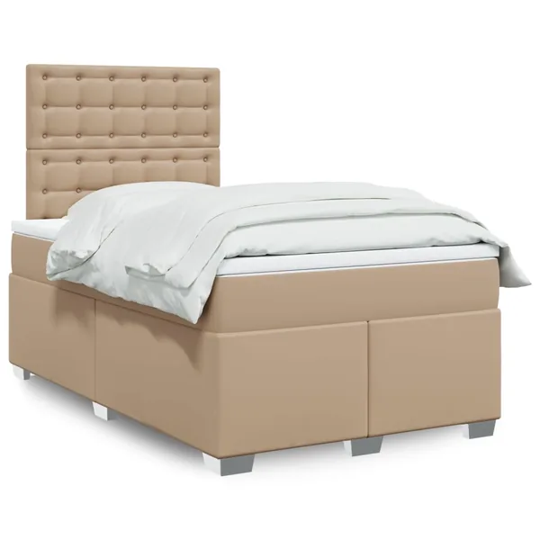 Lit à sommier tapissier avec matelas cappuccino 120x190cm similicuir