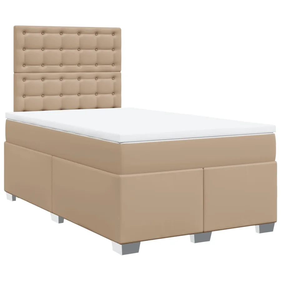 Lit à sommier tapissier avec matelas cappuccino 120x190cm similicuir - 2