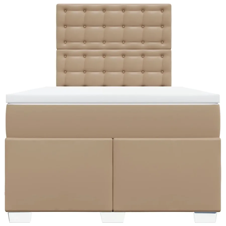 Lit à sommier tapissier avec matelas cappuccino 120x190cm similicuir - 4