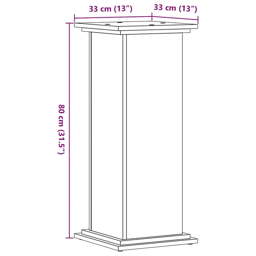 Support pour plantes sonoma gris 33x33x80 cm bois d'ingénierie - 9