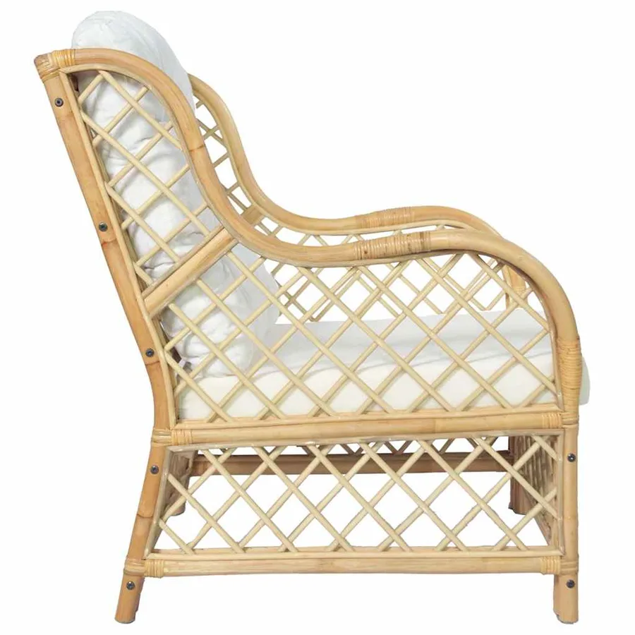 Canapé avec coussin Rotin naturel et lin - 3
