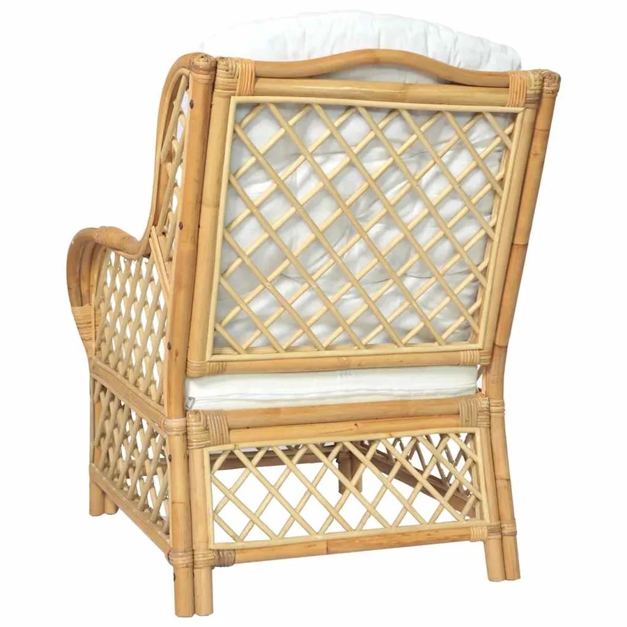 Canapé avec coussin Rotin naturel et lin - 4