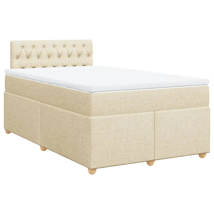 Sommier à lattes de lit avec matelas crème 120x190 cm tissu - 2