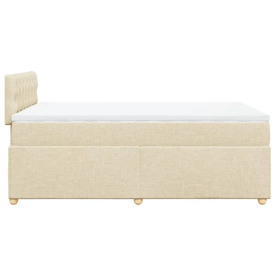 Sommier à lattes de lit avec matelas crème 120x190 cm tissu - 5