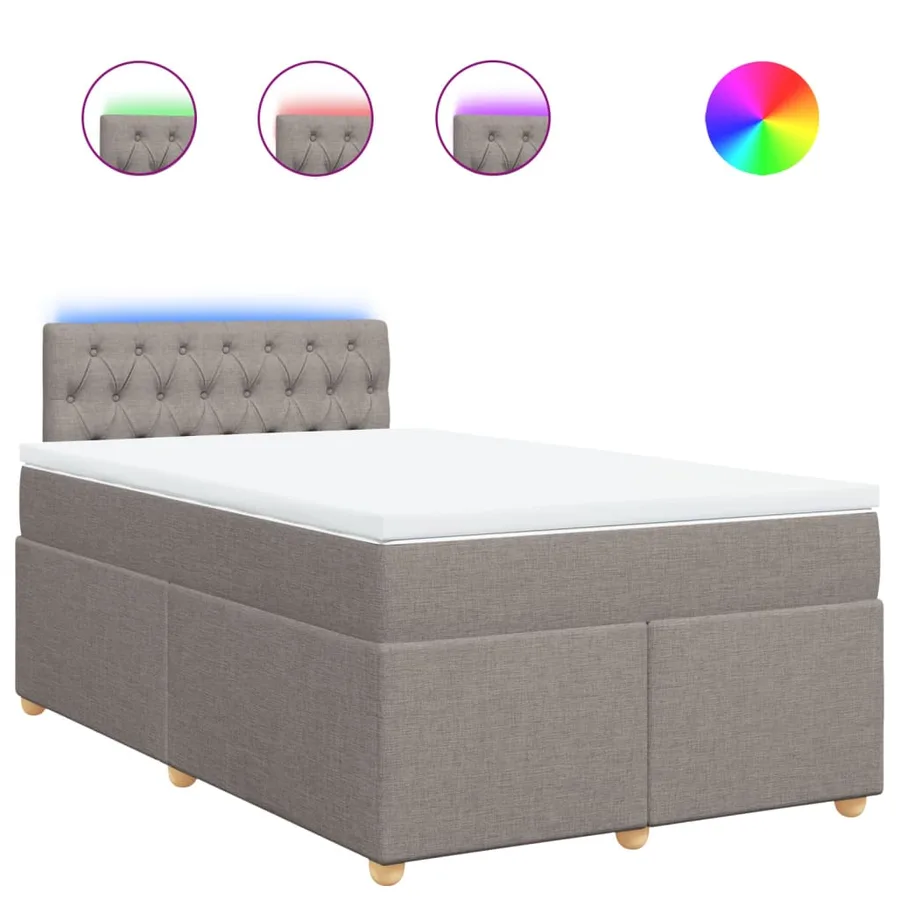 Sommier à lattes de lit avec matelas taupe 120x190 cm tissu - 2