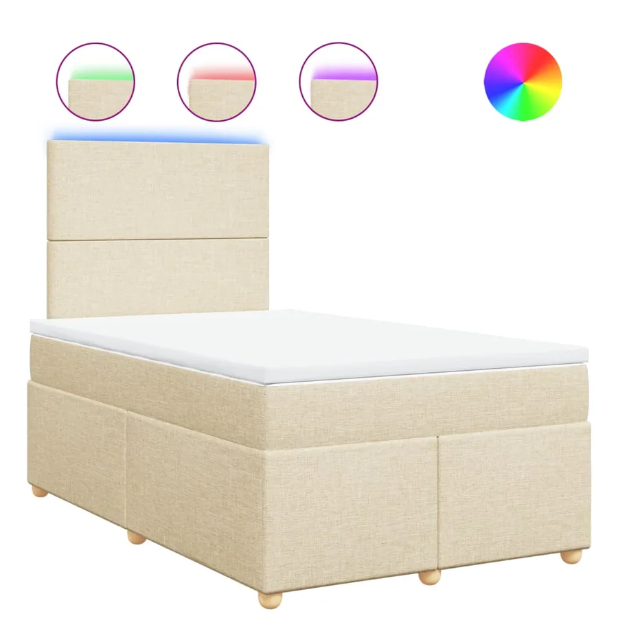 Sommier à lattes de lit avec matelas crème 120x190 cm tissu - 2
