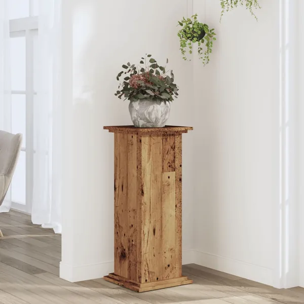 Support pour plantes vieux bois 33x33x80 cm bois d'ingénierie
