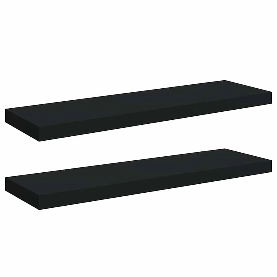 Étagères murales flottantes 2 pcs noir 80x23,5x3,8 cm MDF - 2