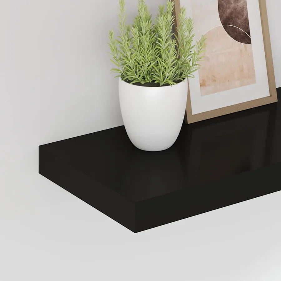 Étagères murales flottantes 2 pcs noir 80x23,5x3,8 cm MDF - 4