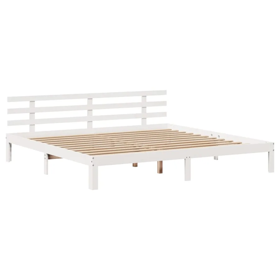 Cadre de lit avec tête de lit sans matelas blanc 200x200 cm - 4