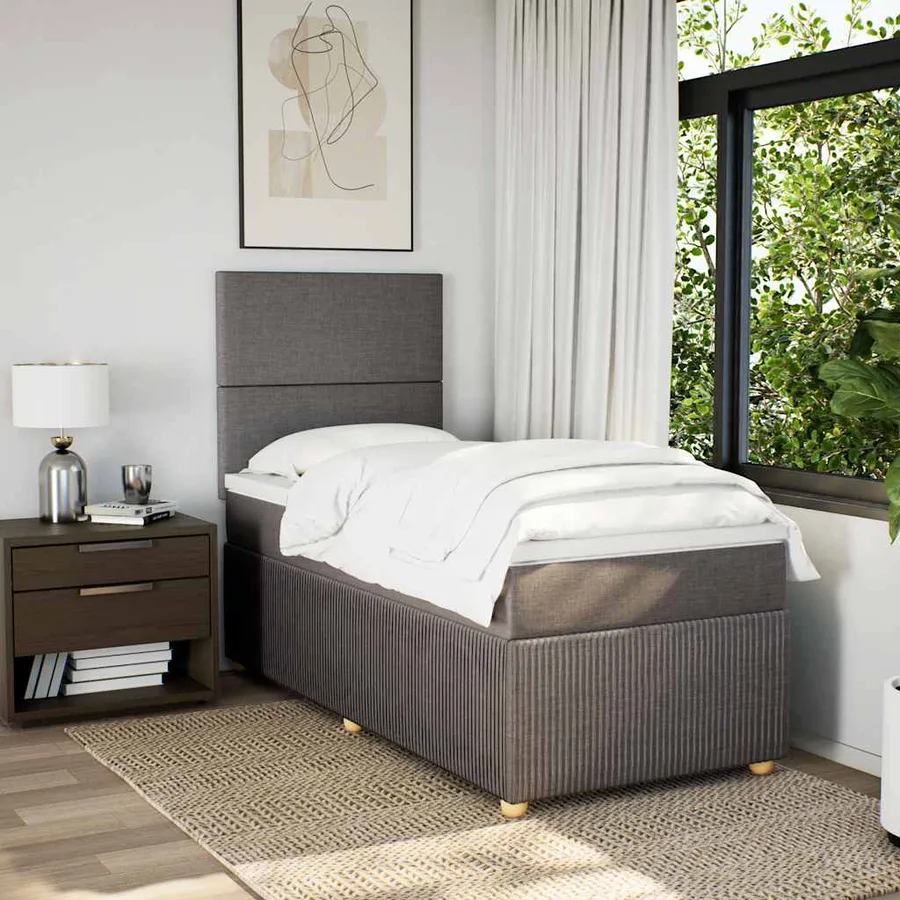 Sommier à lattes de lit avec matelas Taupe 90x190 cm Tissu - 5