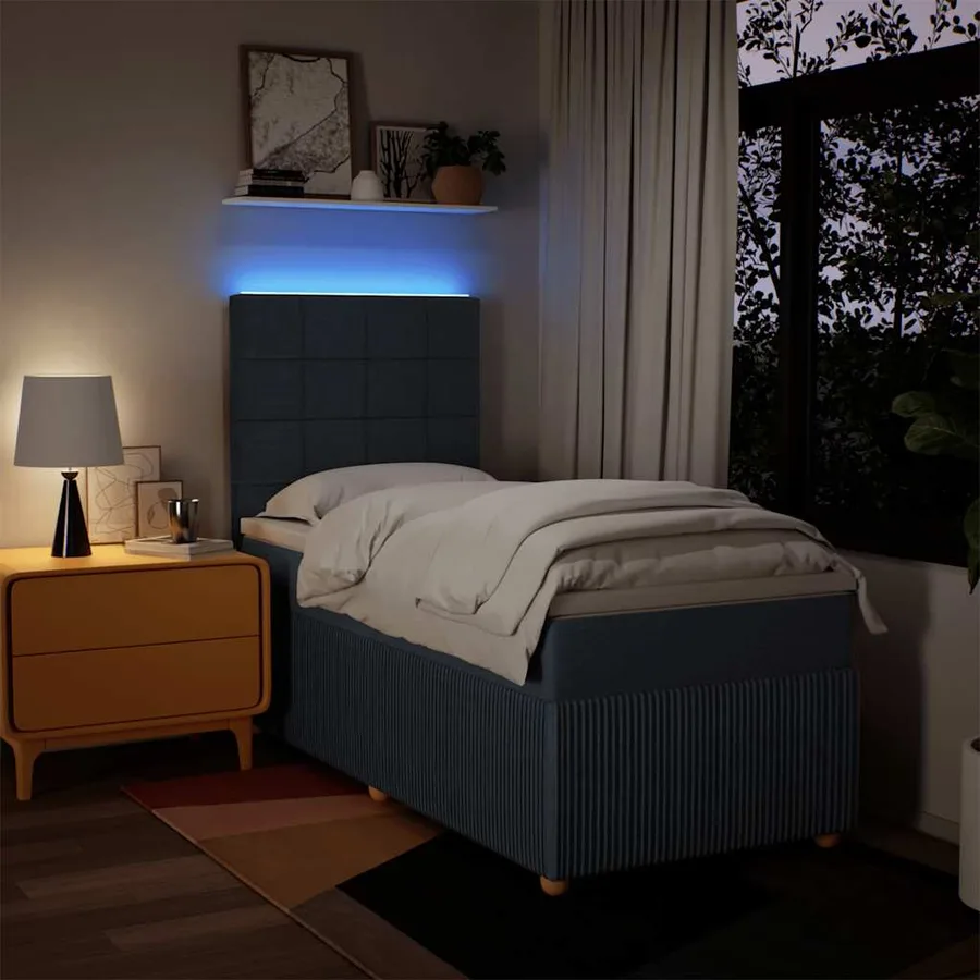 Sommier à lattes de lit avec matelas Bleu 90x190 cm Tissu - 4
