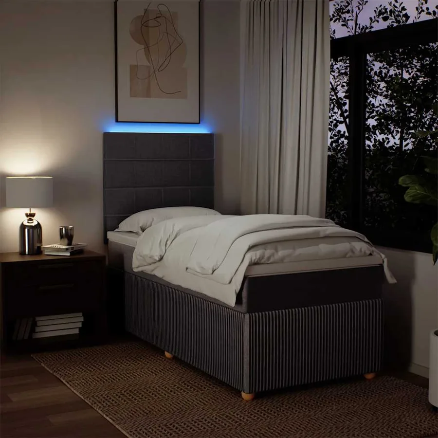 Sommier à lattes de lit avec matelas Taupe 90x190 cm Tissu - 4