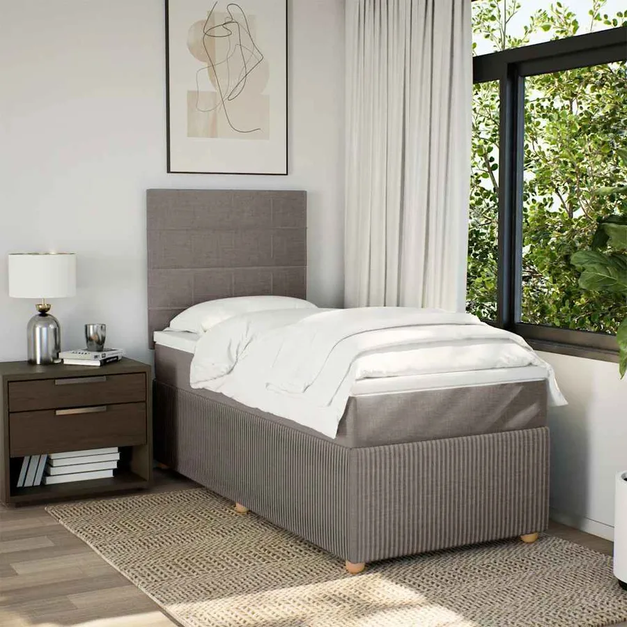 Sommier à lattes de lit avec matelas Taupe 90x190 cm Tissu - 5
