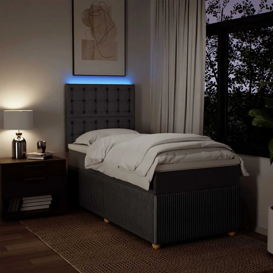 Sommier à lattes de lit avec matelas Taupe 90x190 cm Tissu - 4