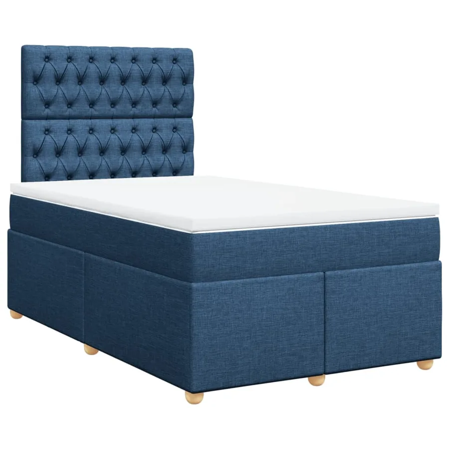Sommier à lattes de lit avec matelas Bleu 120x200 cm Tissu - 3